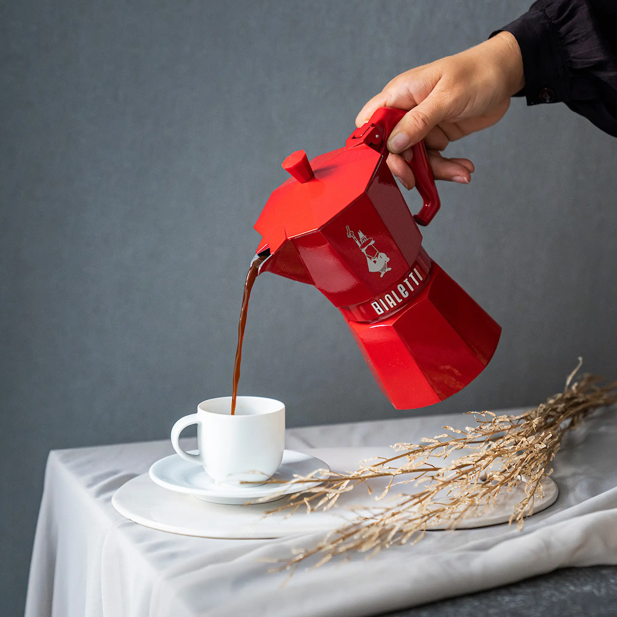 Bialetti Exclusive mokabryggare 3-koppar 13 cl röd