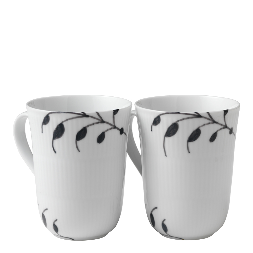 Royal Copenhagen Sort Mega Riflet krus 36 cl 2 stk