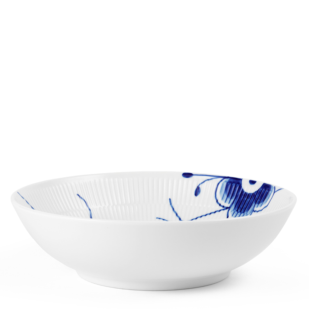 Royal Copenhagen Blå Mega Riflet skål 1,1L blå/hvit