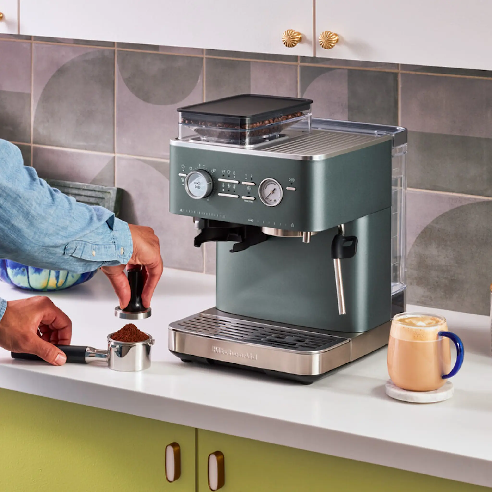 KitchenAid Espressomaskin med kvarn halvautomatisk 5KES6551 juniper