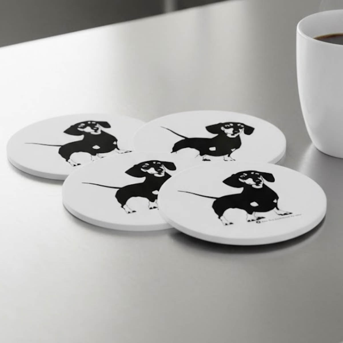 Rotor Design Åke Glasunderlägg 9x9 cm 4-pack svart/vit