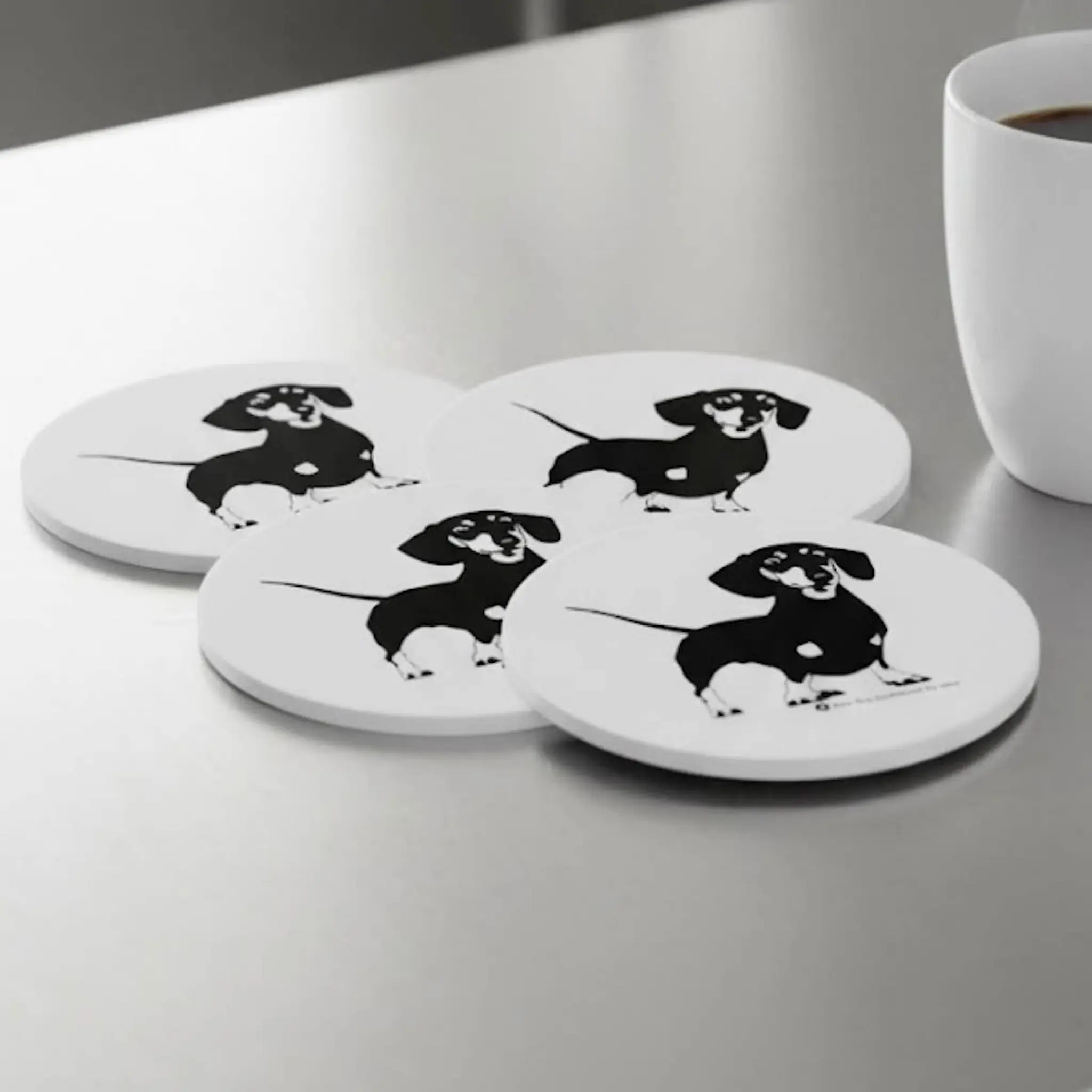 Rotor Design Åke Glasunderlägg 9x9 cm 4-pack svart/vit