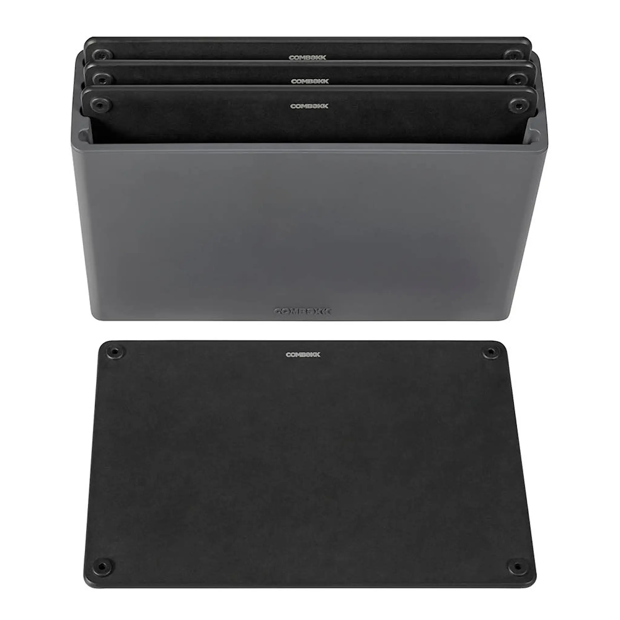 Combekk Leikkuulautasetti telineellä 4 osaa Musta