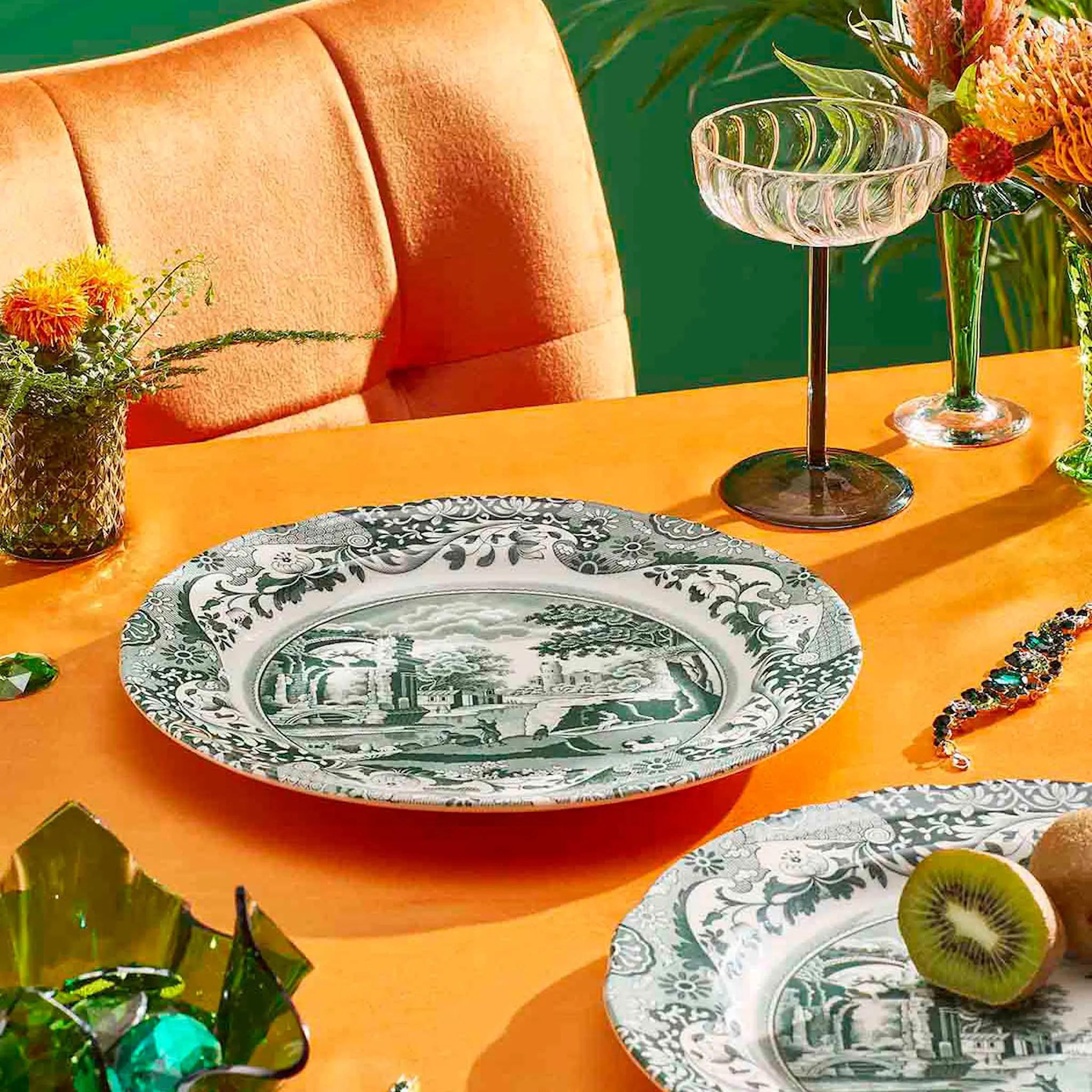 Spode Heritage Green Italian tallrik 27 cm grön/vit