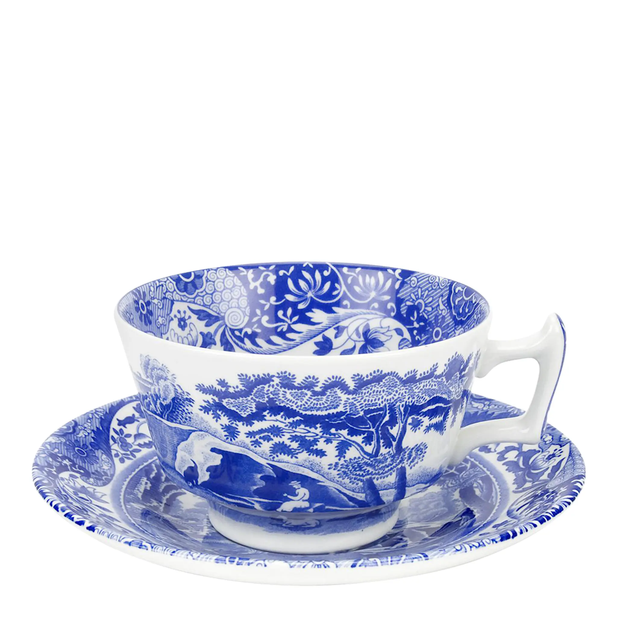 Spode Blue Italian tekopp med fat 20 cl blå/vit