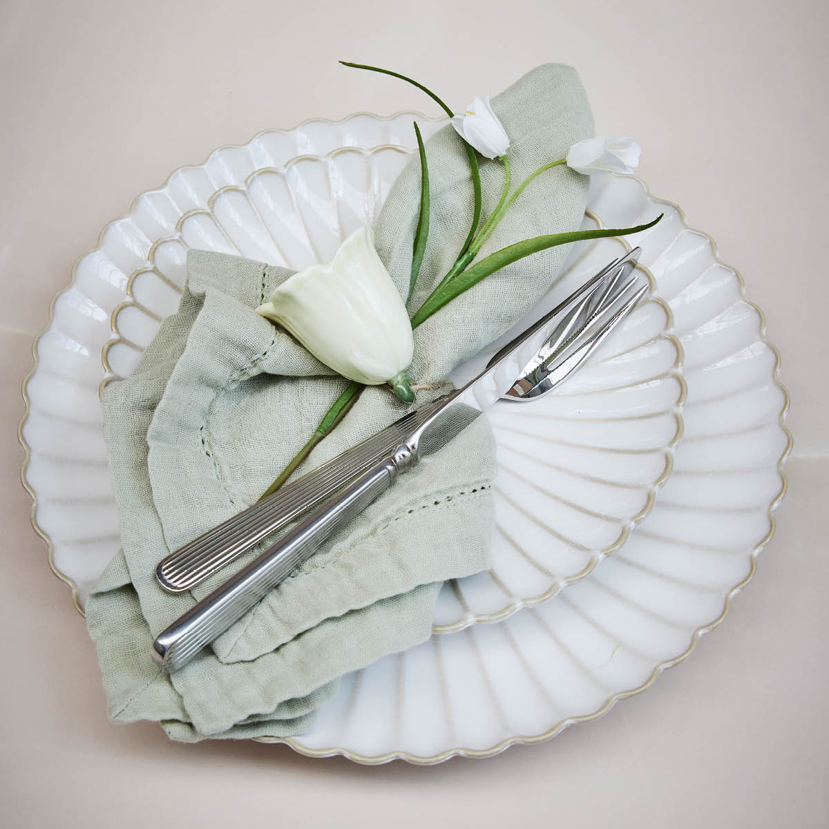 Lene Bjerre Angela tygservett 45x45 cm dämpad grön