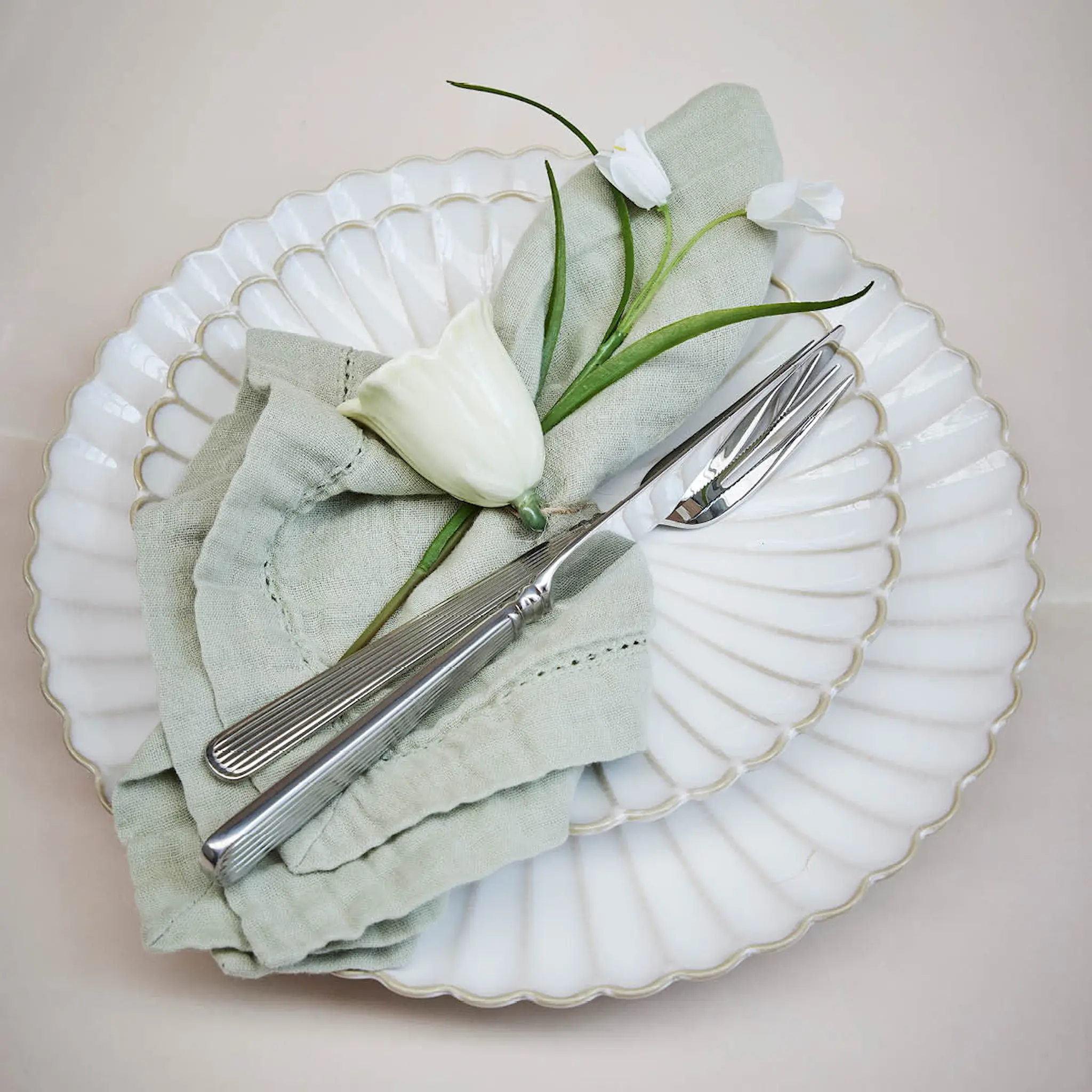 Lene Bjerre Angela tygservett 45x45 cm dämpad grön