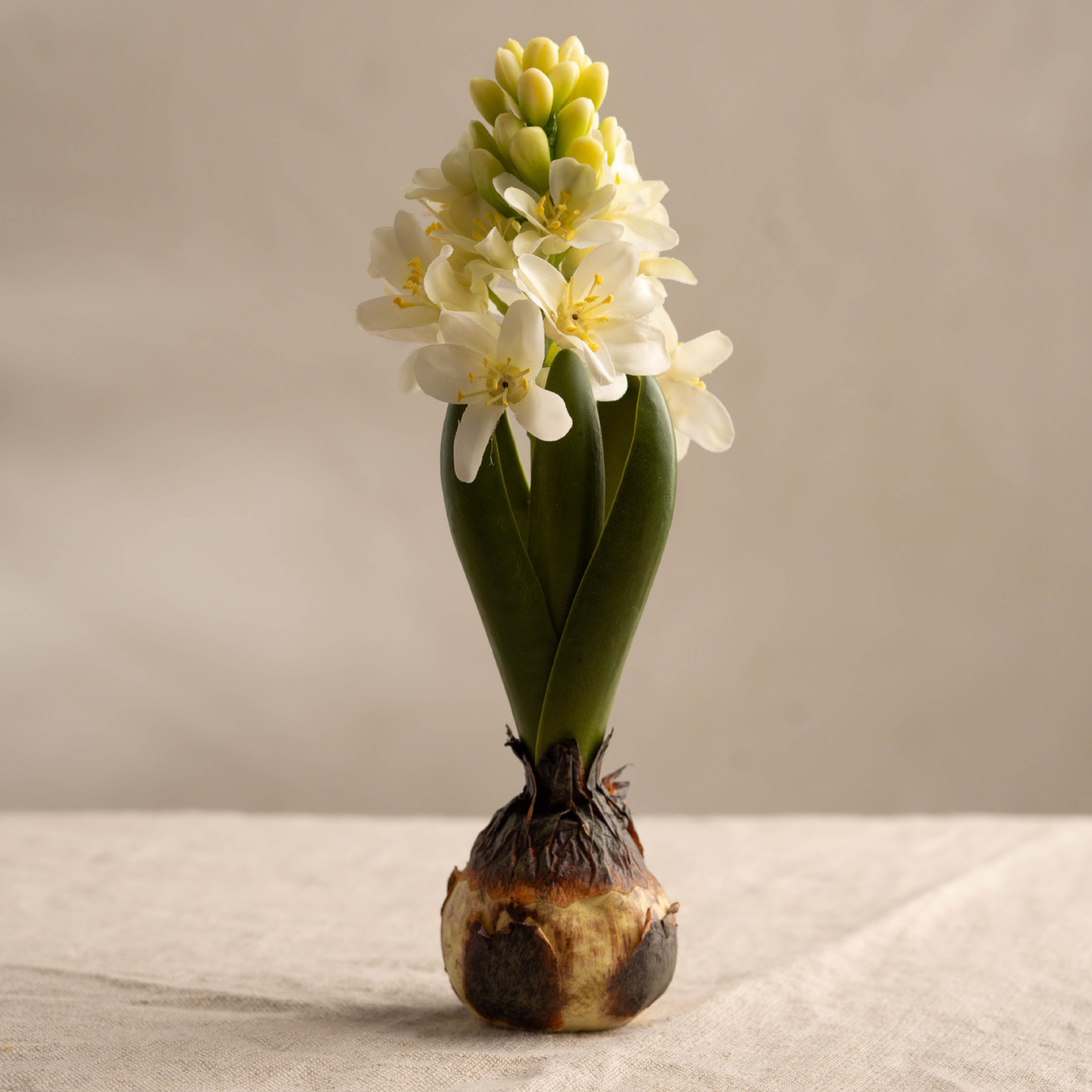 Mr Plant Hyasint med løk kunstig potteplante 20 cm hvit