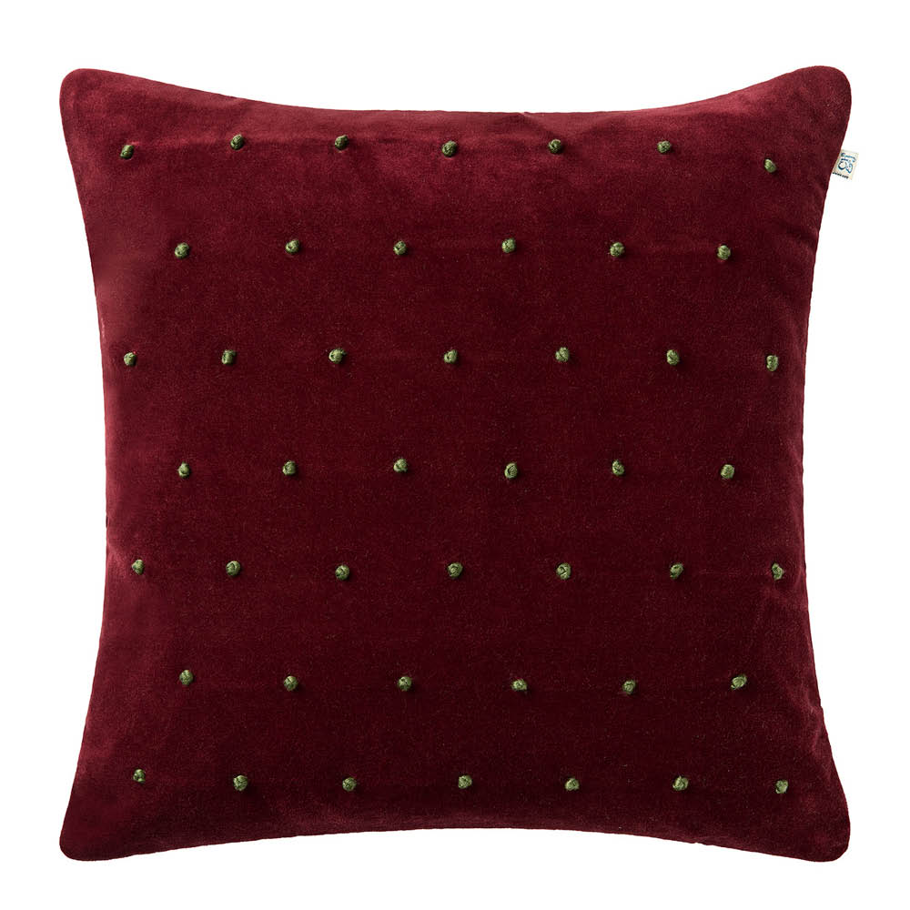 Chhatwal & Jonsson Roma tyynynpäällinen sametti 50x50 cm Ruby/Forest Green