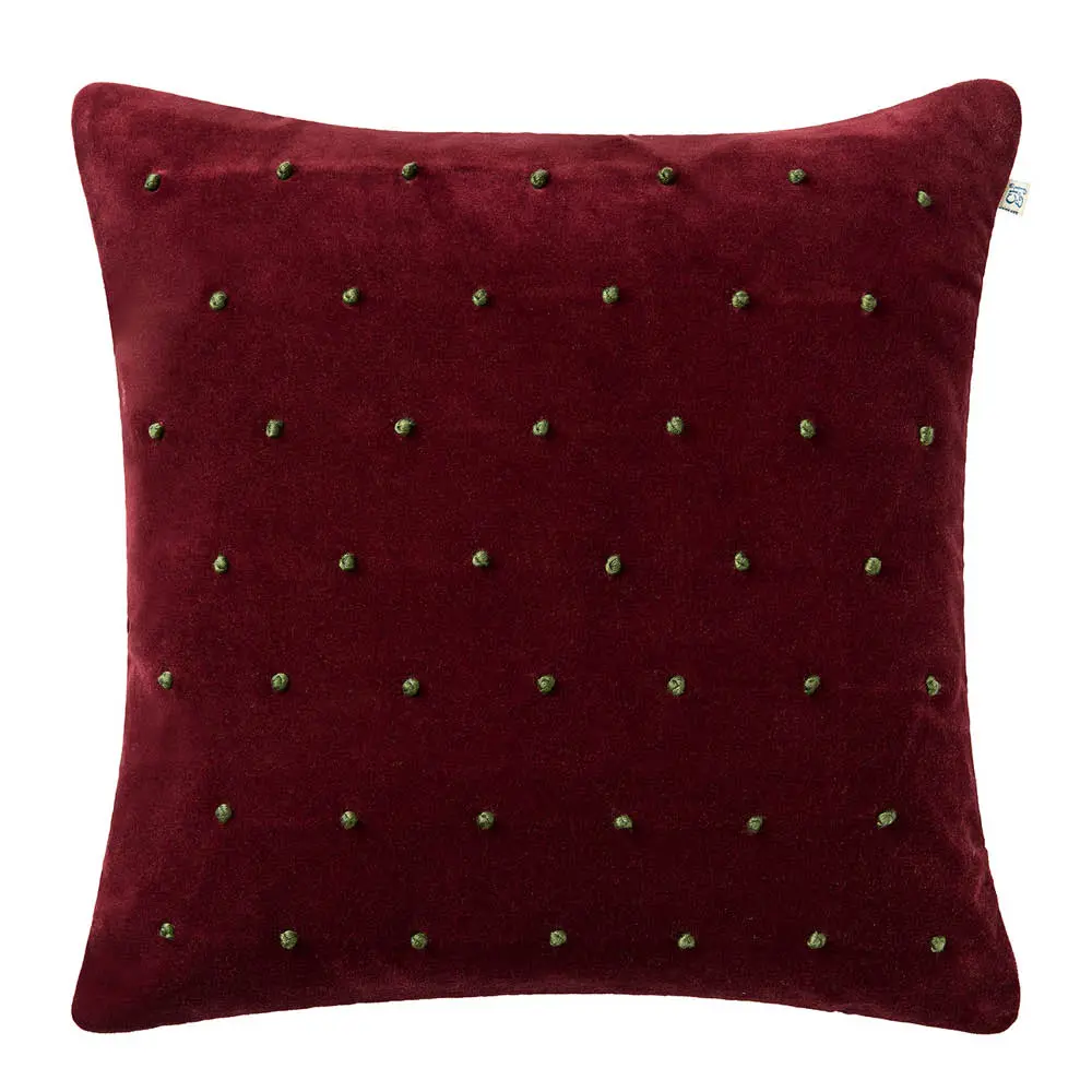 Roma tyynynpäällinen sametti 50x50 cm Ruby/Forest Green