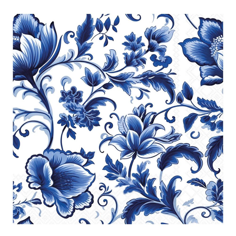 Ambiente Servetti 33x33 cm 20 kpl Delft Blue Florals