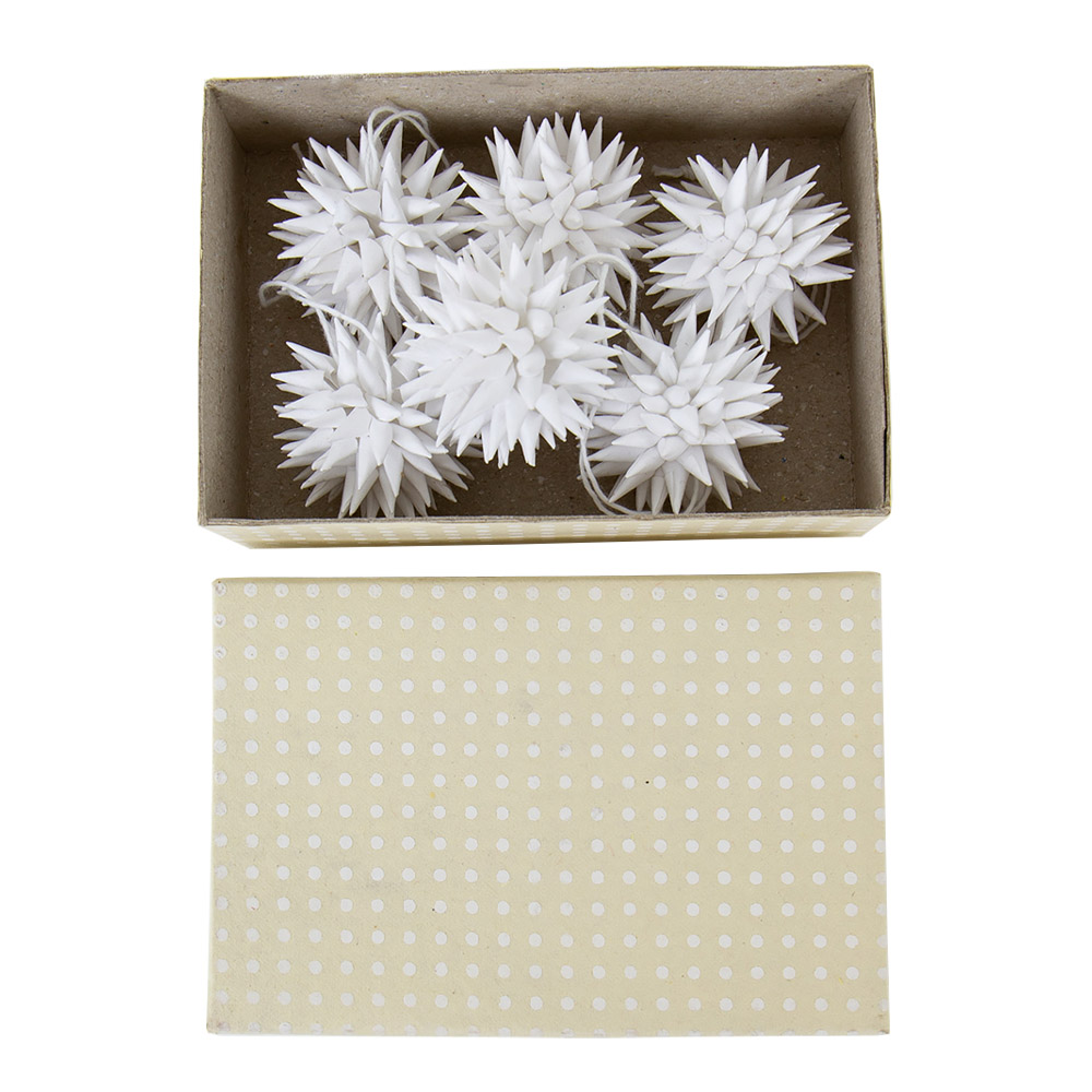 A World of Craft Kotte juletrepynt stjerne 4 cm 6 stk hvit