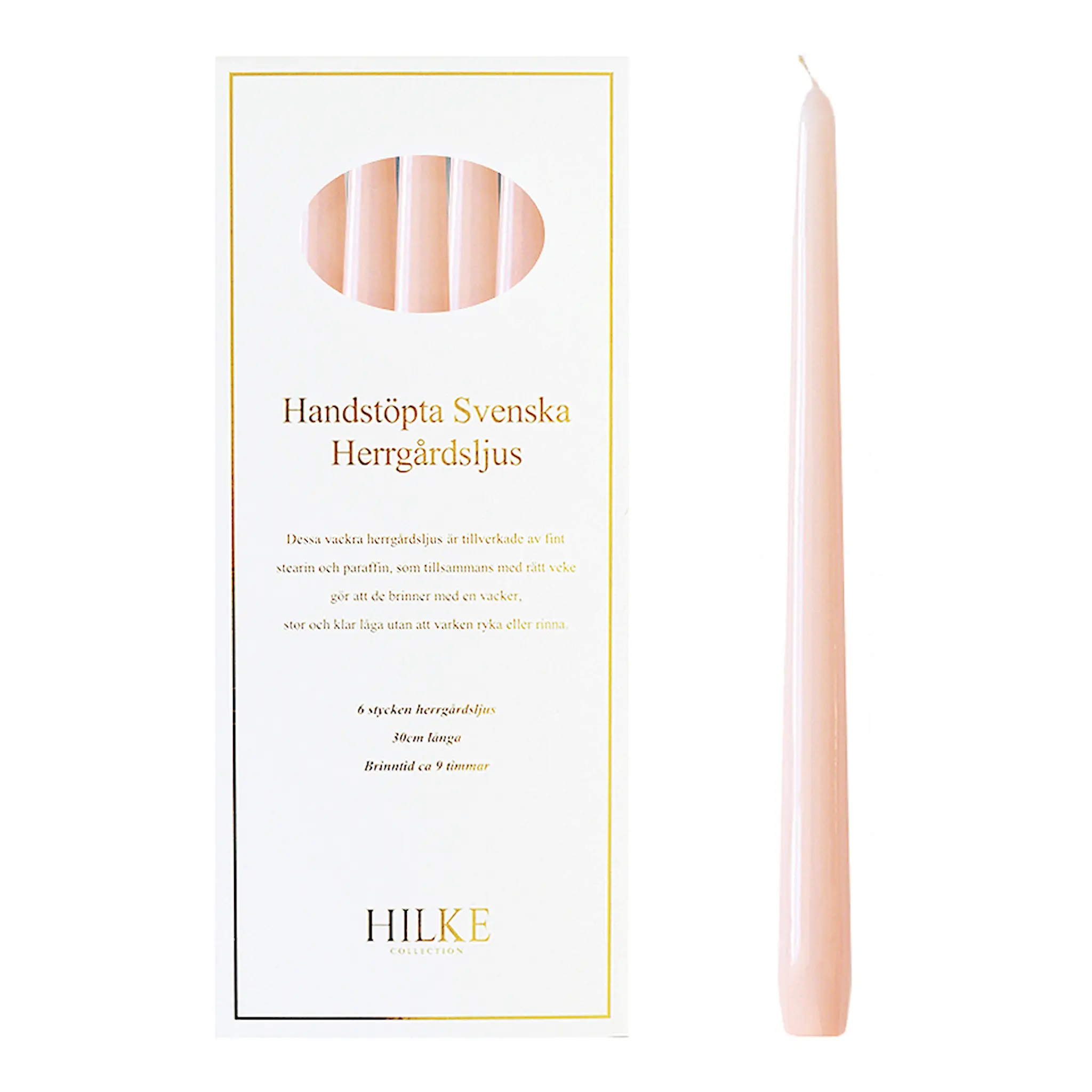 Hilke Herrgårdsljus 30 cm 6-pack Rosa