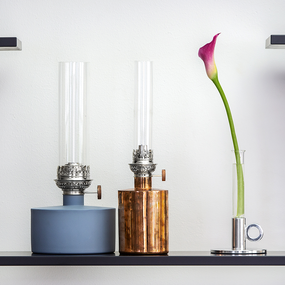 Klong Patina oljelampe liten kobber/klar