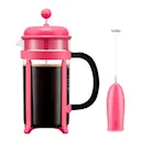 Java set kaffepress & mjölkskummare rosa