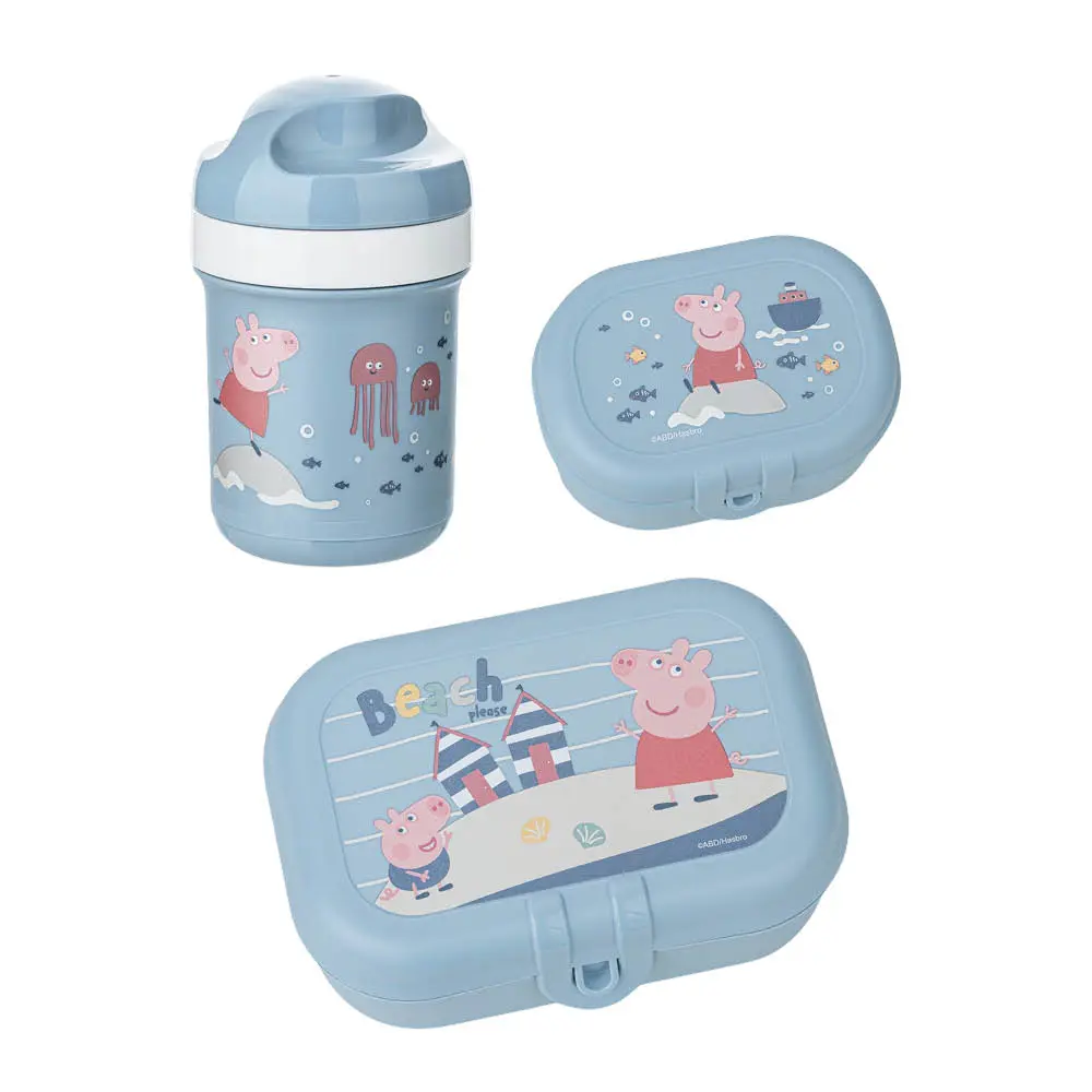 Peppa Pig Waves To Go matboks og vannflaske 3 deler blå
