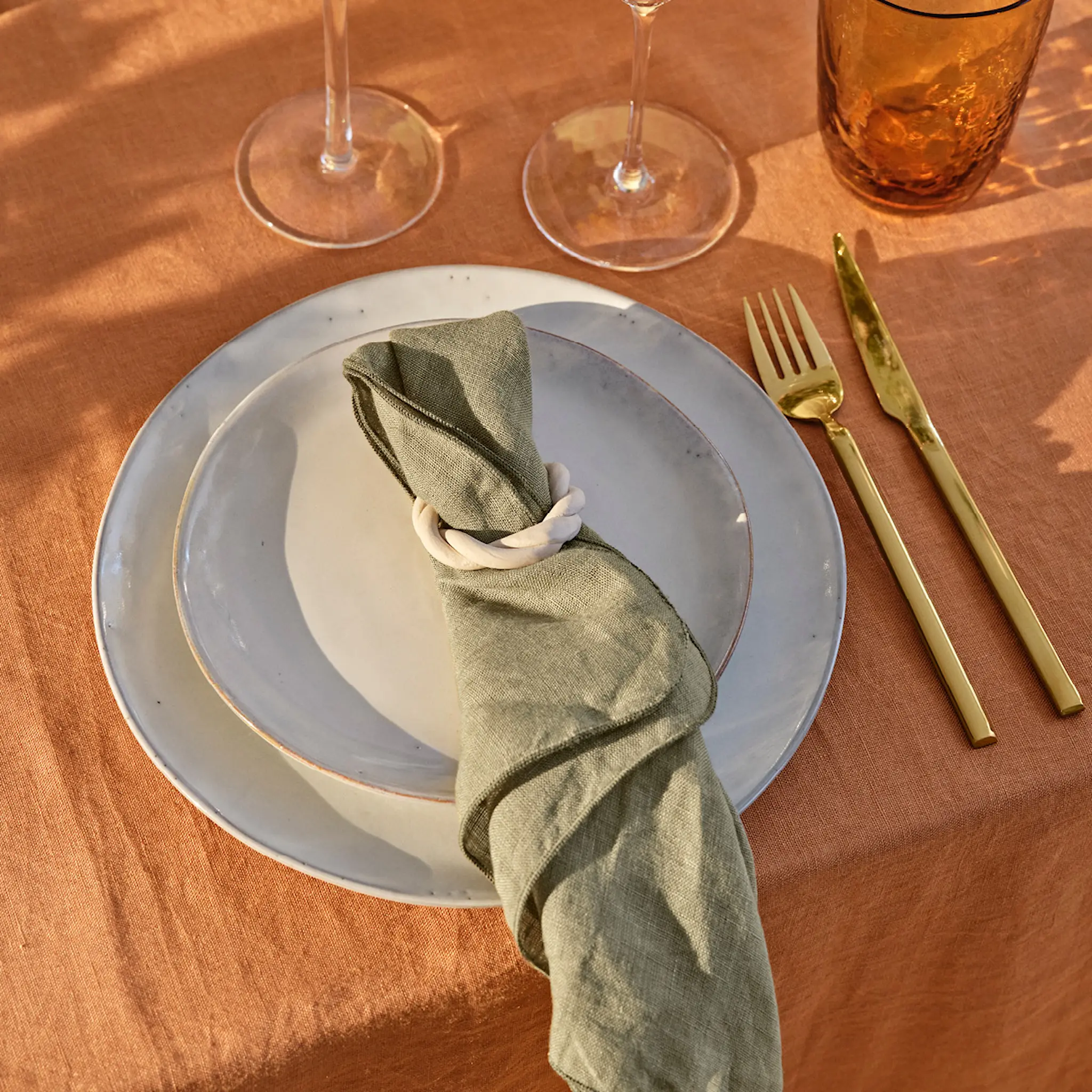 Broste Copenhagen Gracie Tygservett 45x45 cm Timjan