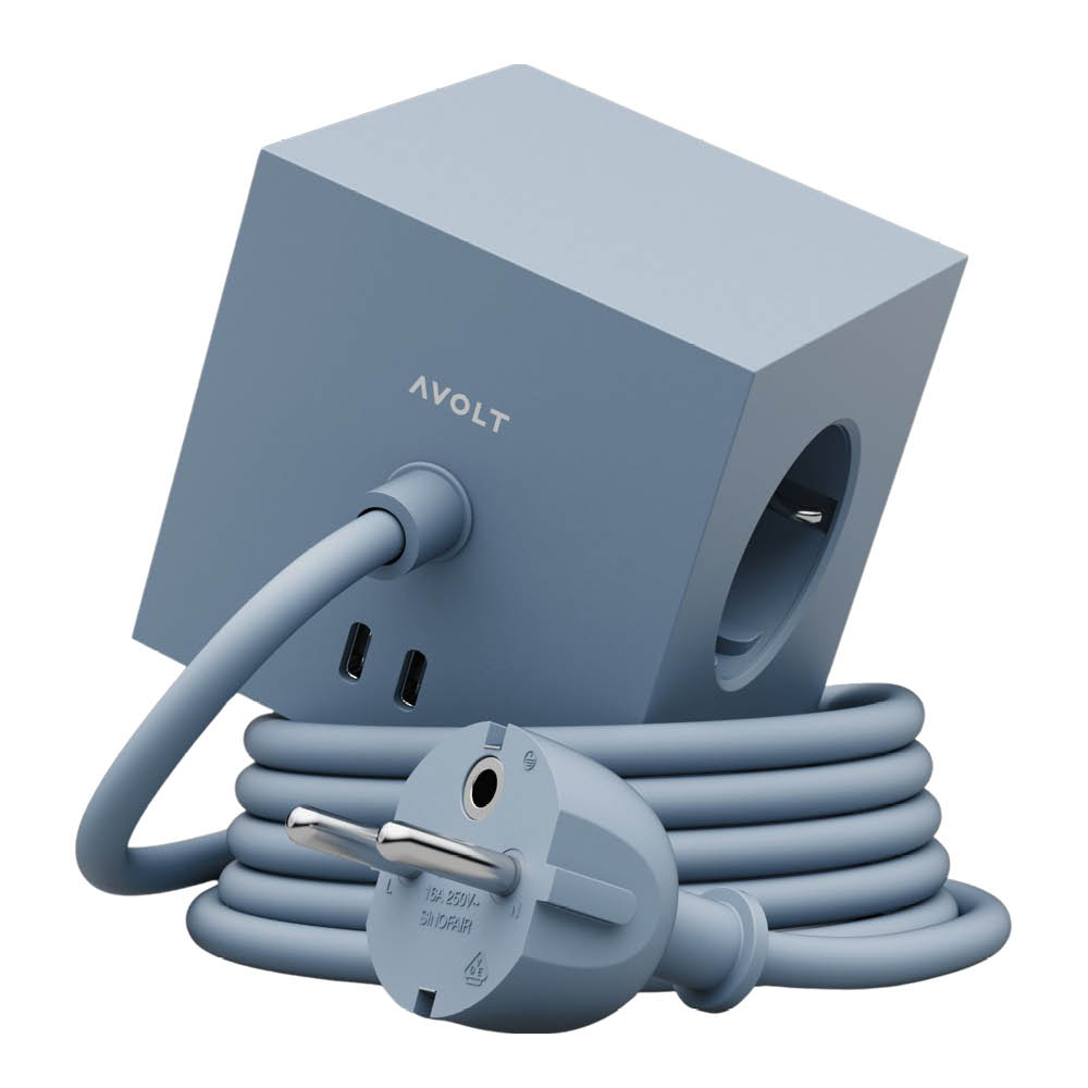 Avolt - Square 1 USB-C Jatkojohto 1,8 m Shark Blue