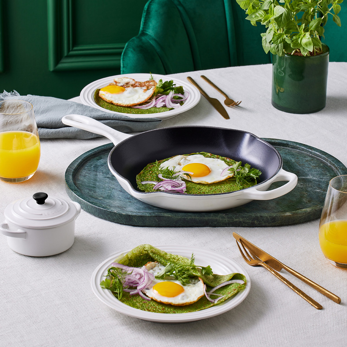 Le Creuset Signature stekpanna djup gjutjärn 26 cm white