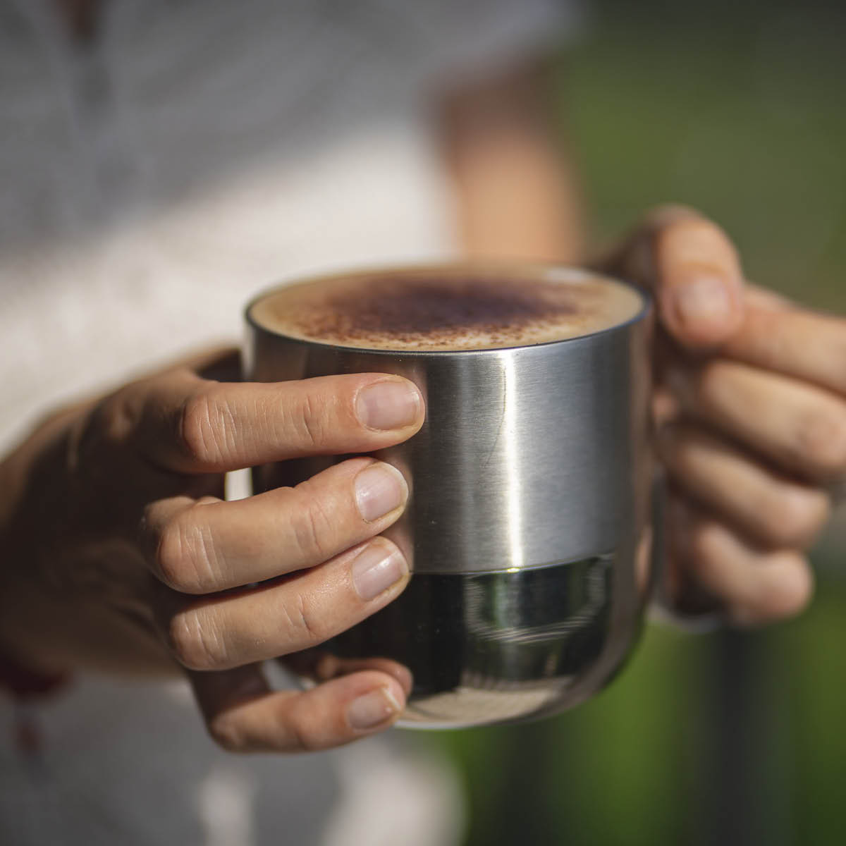 Klean Kanteen Rise mugg 41 cl med fliplock borstat stål