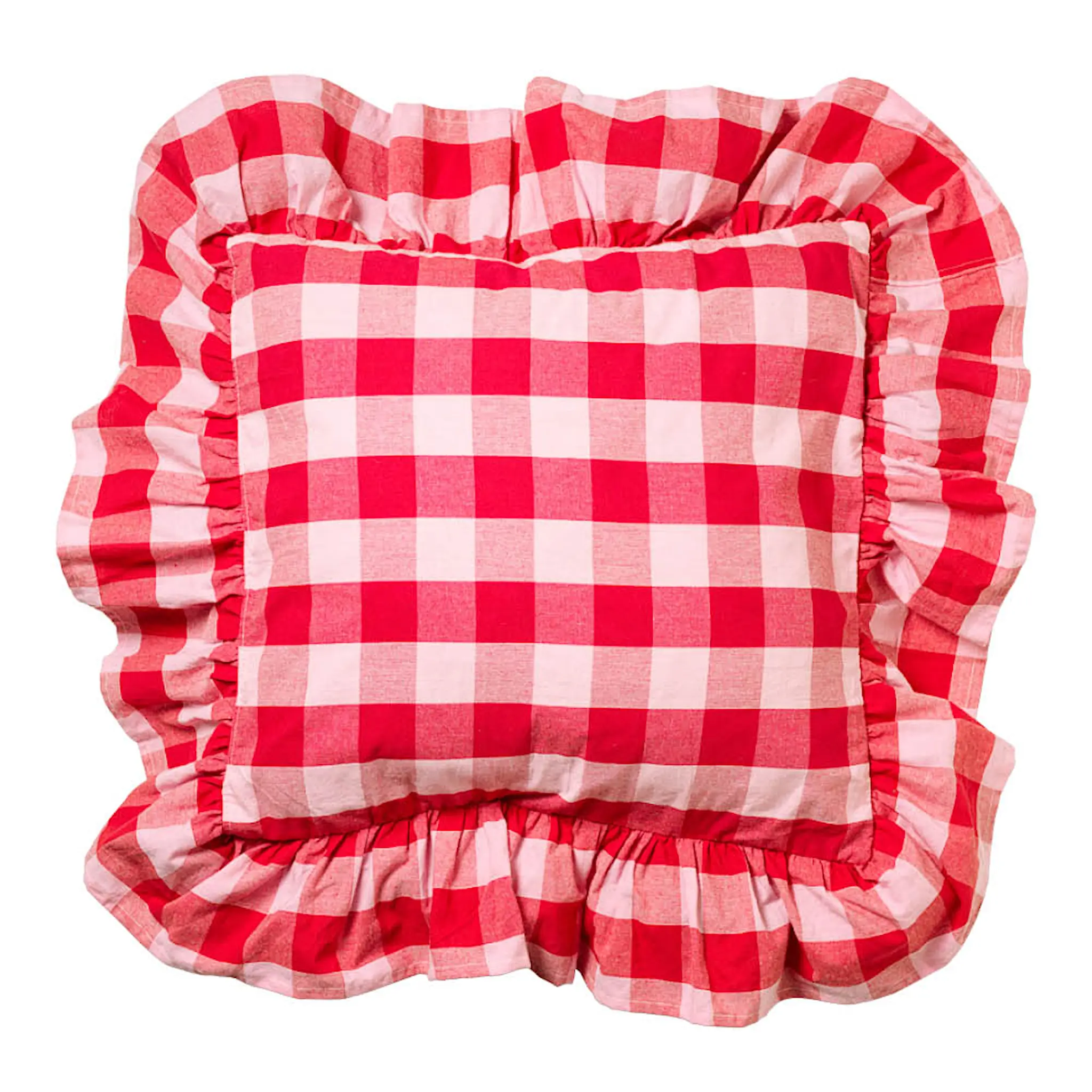 Midnatt Paola kuddfodral med volang 50x50 cm röd/rosa