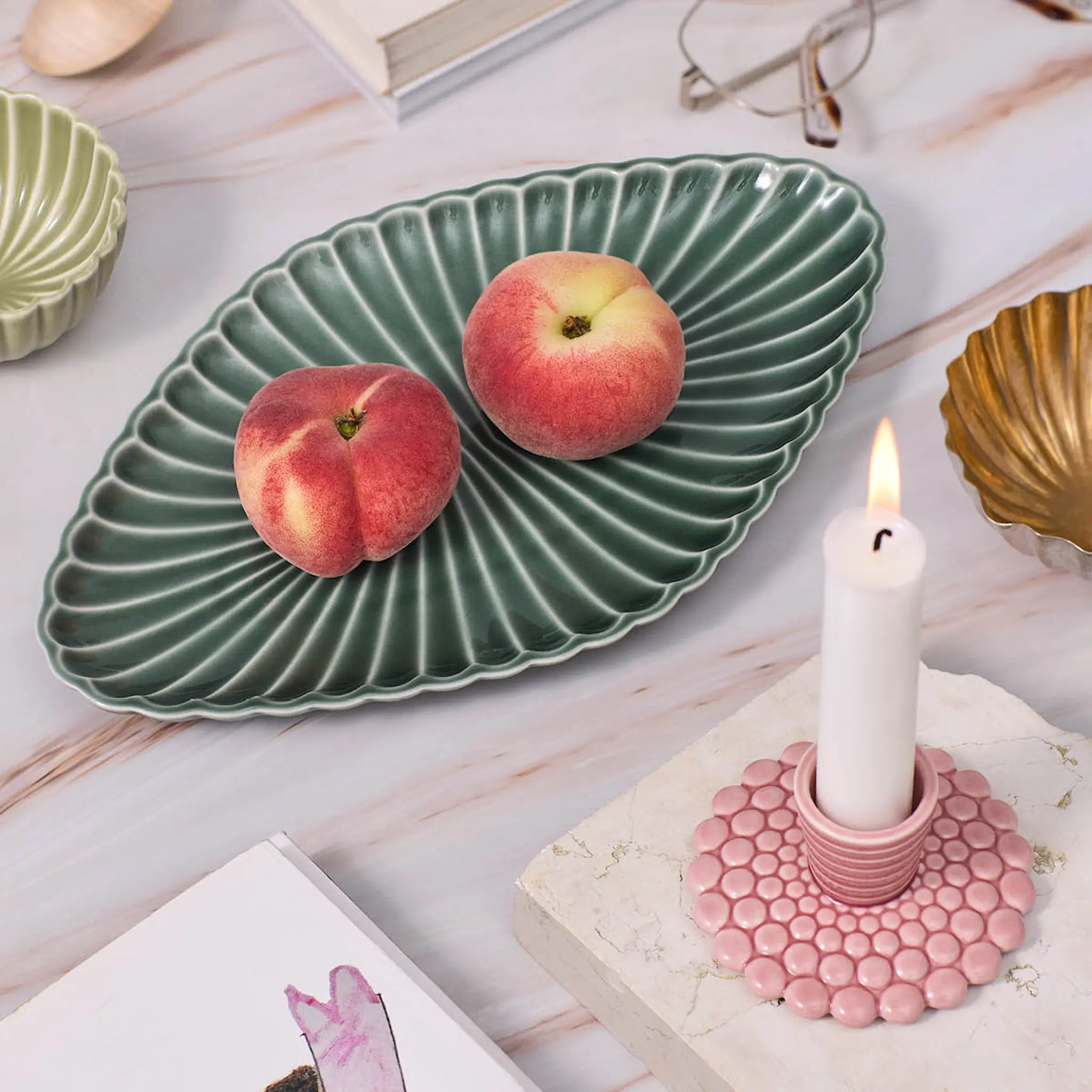 Dottir Pipanella Kynttilänjalka 4,5 cm Bubble lines dusty rose