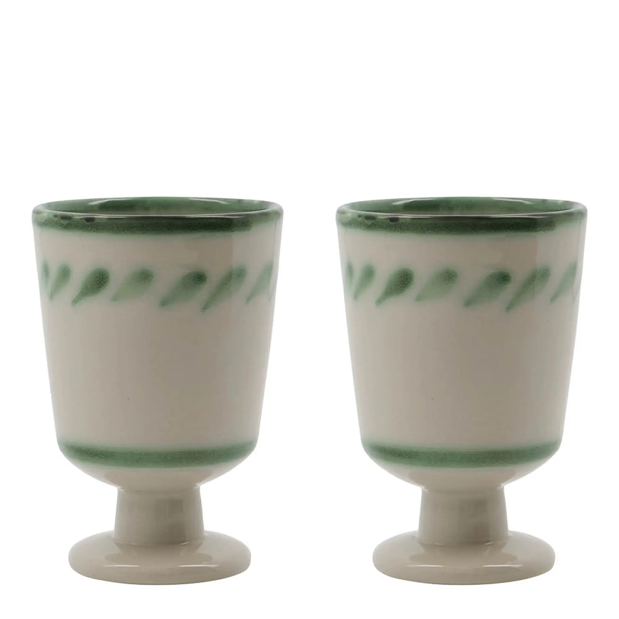 House Doctor Diva mugg med fot 25 cl 2-pack grön/offwhite