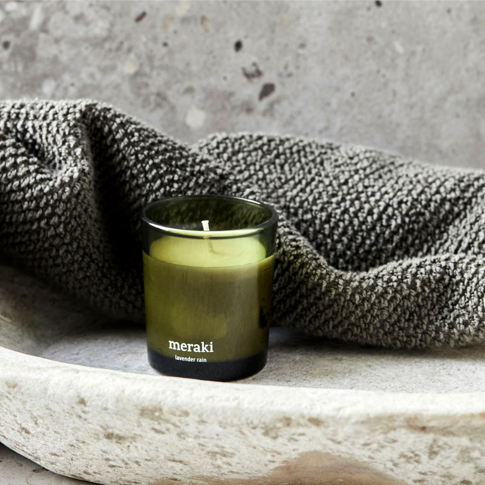 Meraki Doftljus lavender rain 6x6 cm grön