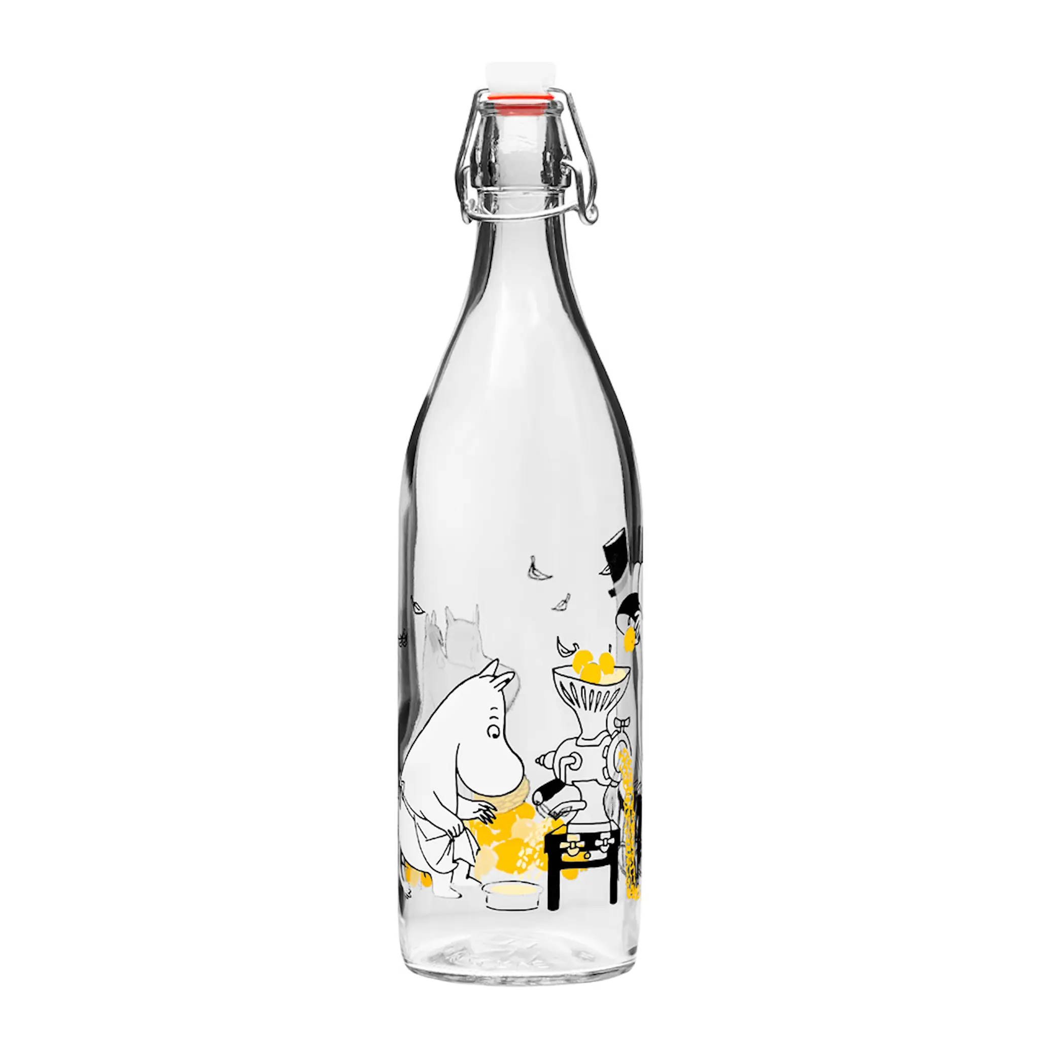 Muurla Mumin Glasflaska Fruits 1 L Klar/Gul