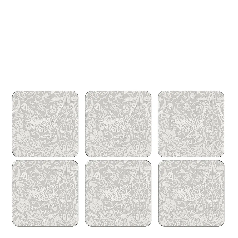 Strawberry Thief Lasinalunen 6 kpl Puhdas valkoinen