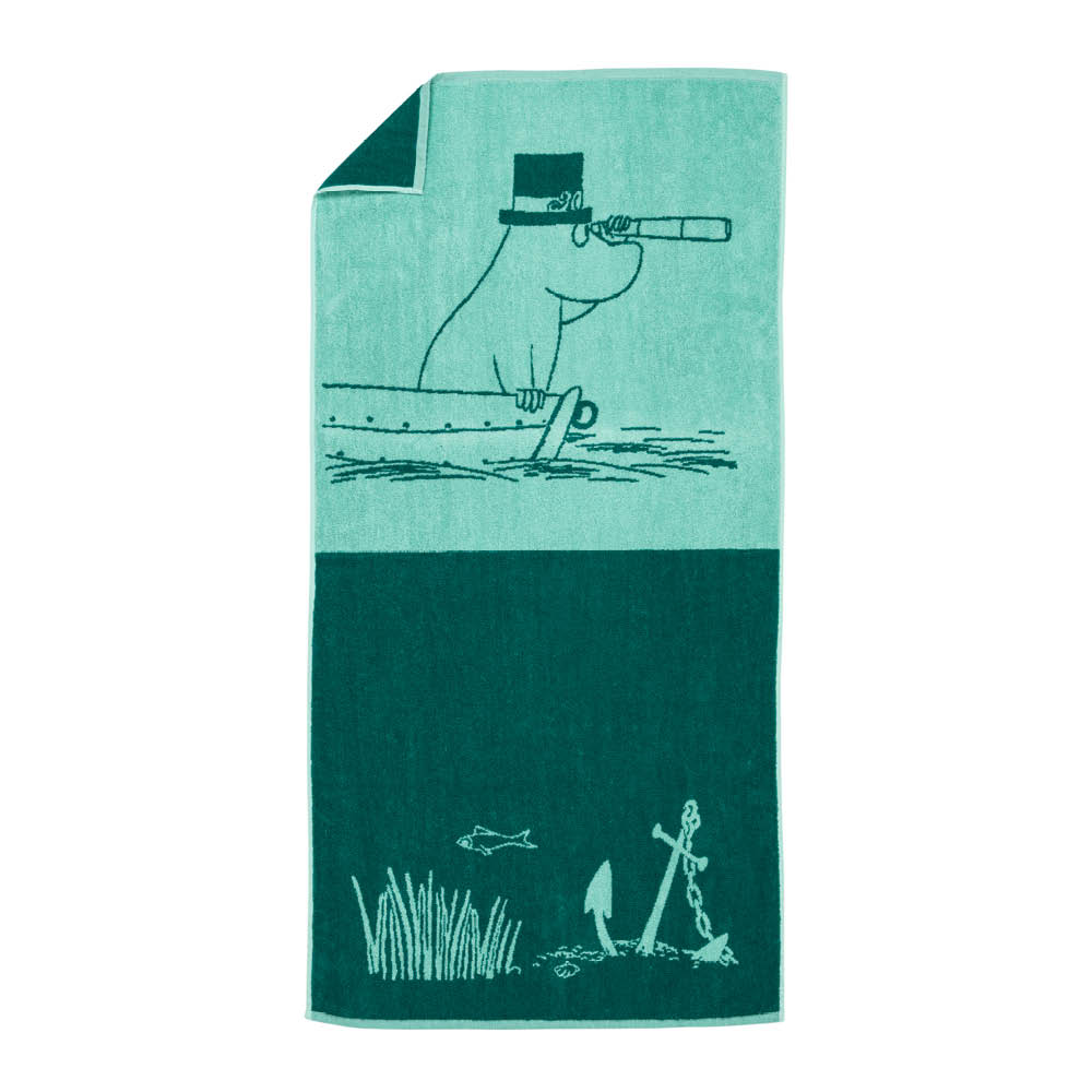 Moomin Arabia Mummi badehåndkle 70x140 cm Mummipappa blågrønn