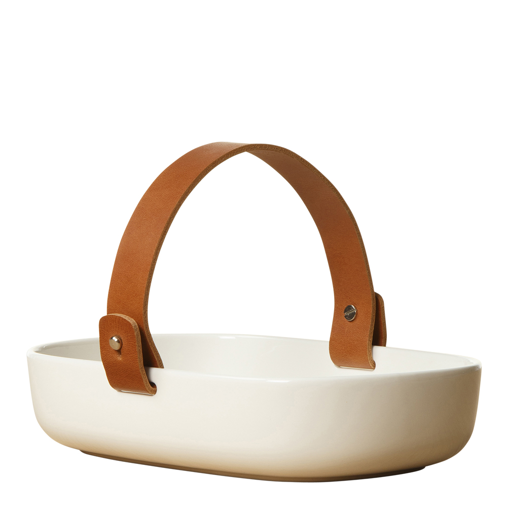 Marimekko Koppa Fat 14x20 cm Vit med läderhandtag