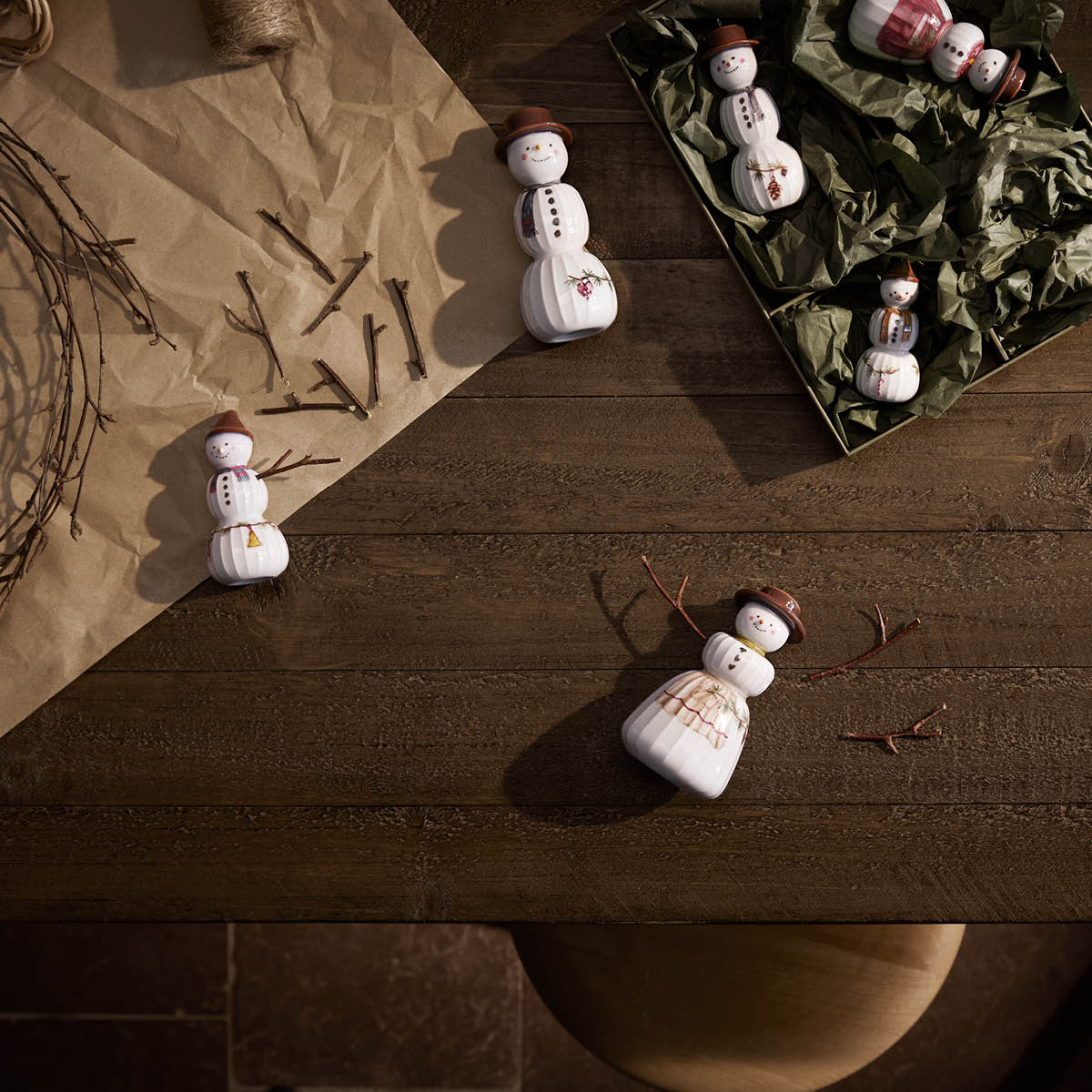 Kähler Hammershøi Christmas figur 2 stk snømann og snøkone hvit