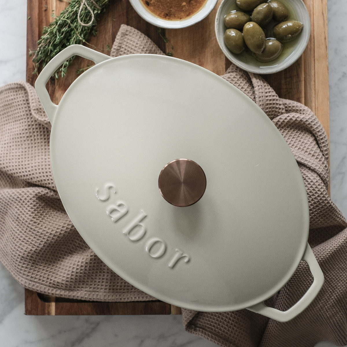 Sabor Home kjøkkenhåndkle 70x50 cm 2 stk beige/brun