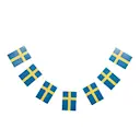 Sverige girlander med 7 flaggor 3m blå/gul