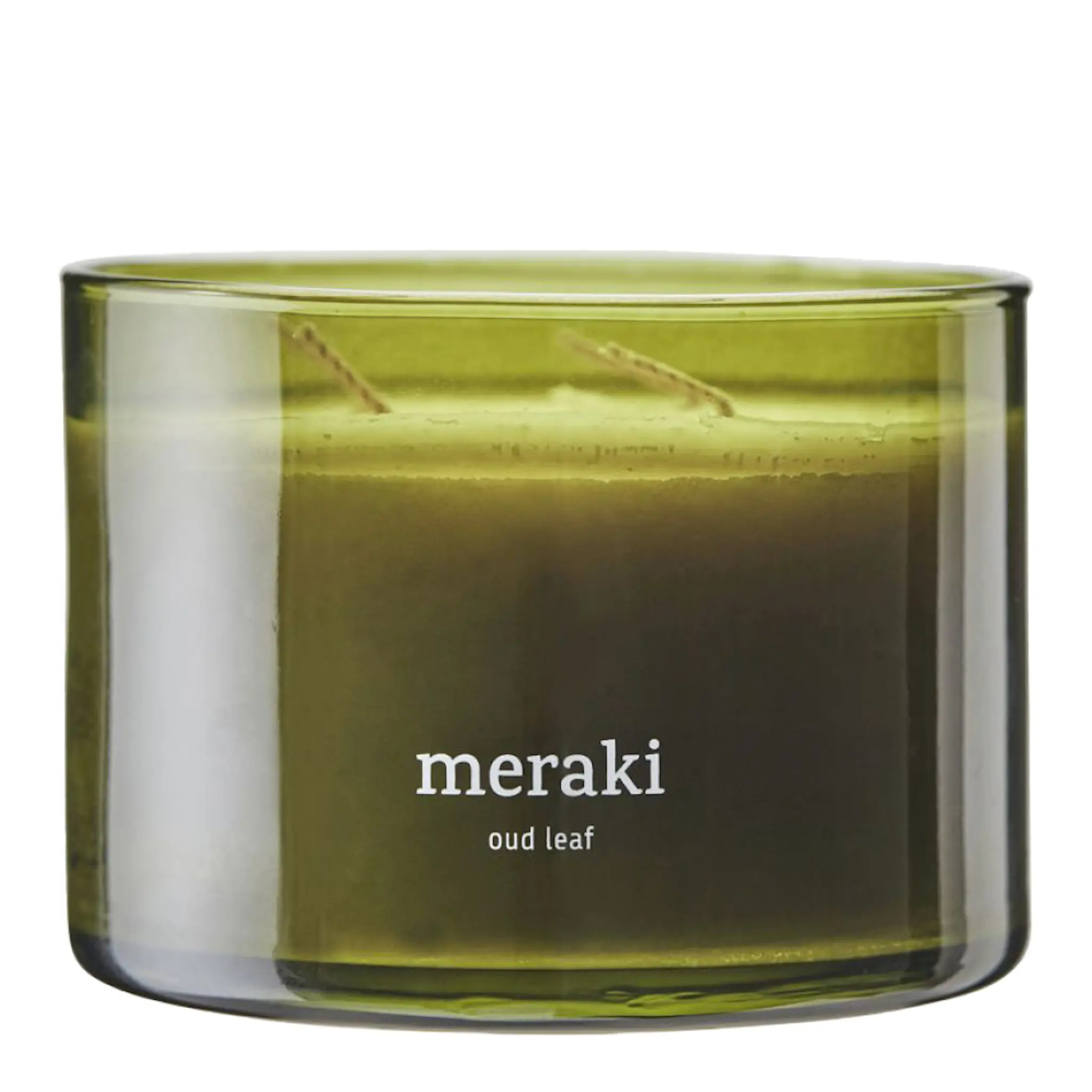 Meraki Doftljus oud leaf 7,5x10 cm grön
