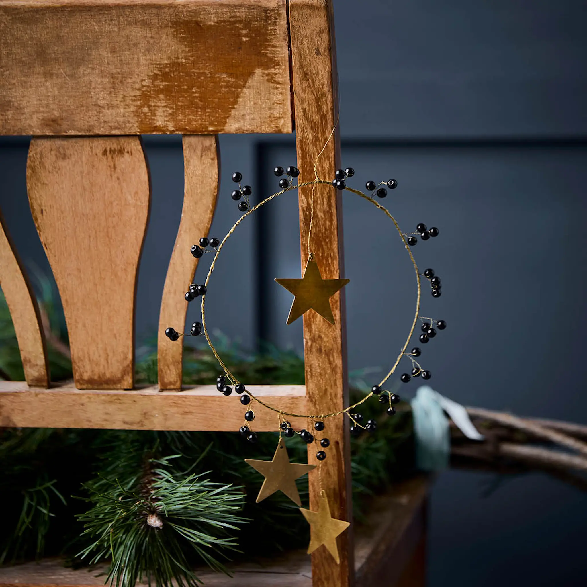 House Doctor Star Ring juldekoration 15 cm svart mässing