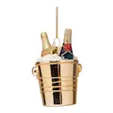 GirlsTrip julhänge i glas 7 cm Champagneflaskor i hink guld