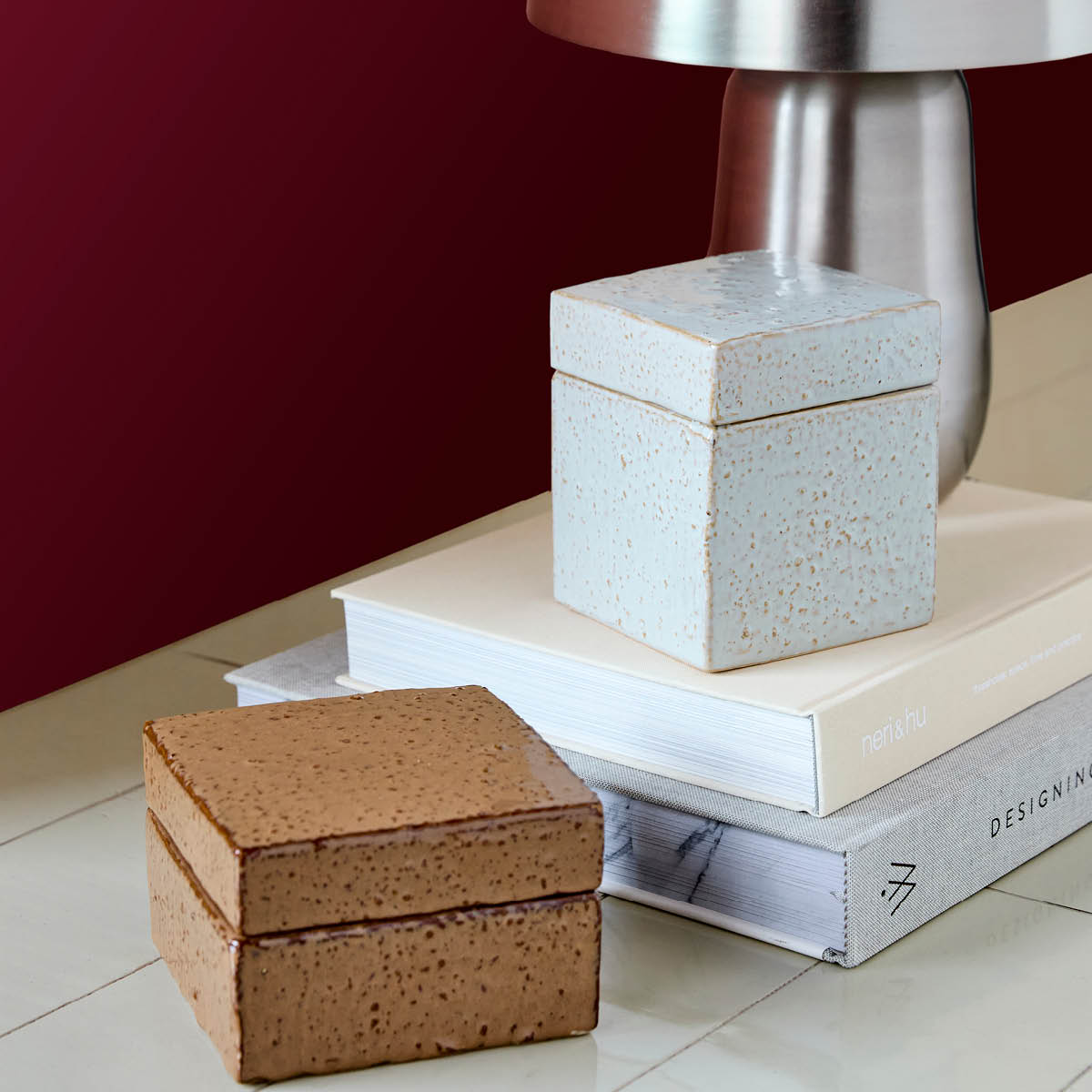 House Doctor Treasure förvaringsburk 2 delar brun/ljusblå