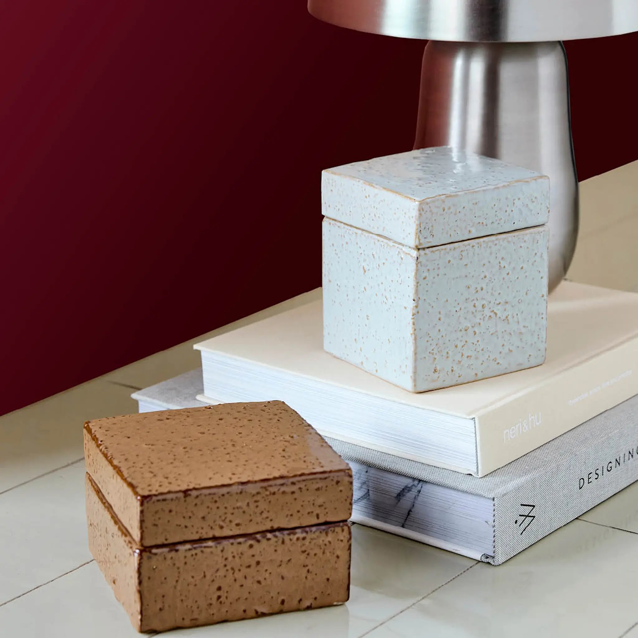 House Doctor Treasure förvaringsburk 2 delar brun/ljusblå