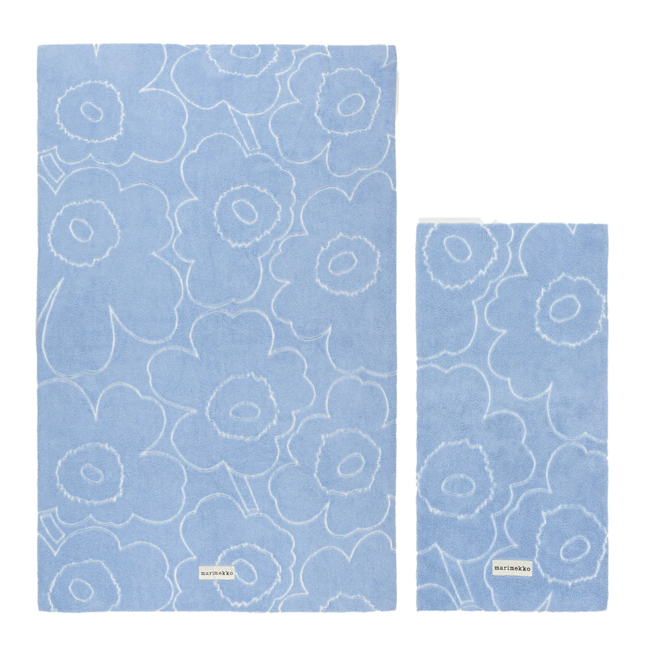 Marimekko Piirto Unikko badlakan 160x100 cm + 100x50 cm 2-pack blå/vit