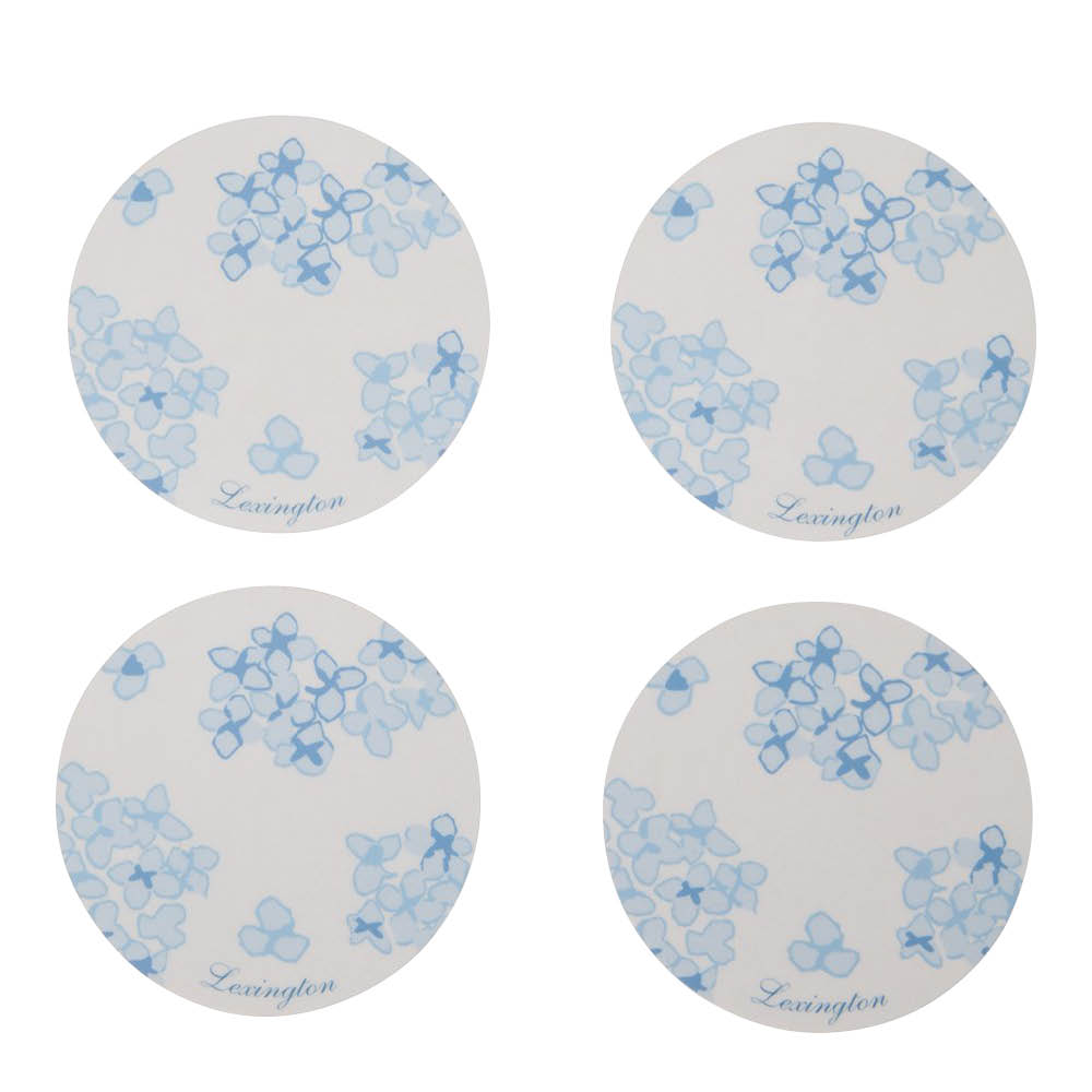 Lexington Glasunderlägg dubbelsidig 9 cm 4-pack vit/blå