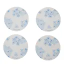 Glasunderlägg dubbelsidig 9 cm 4-pack vit/blå