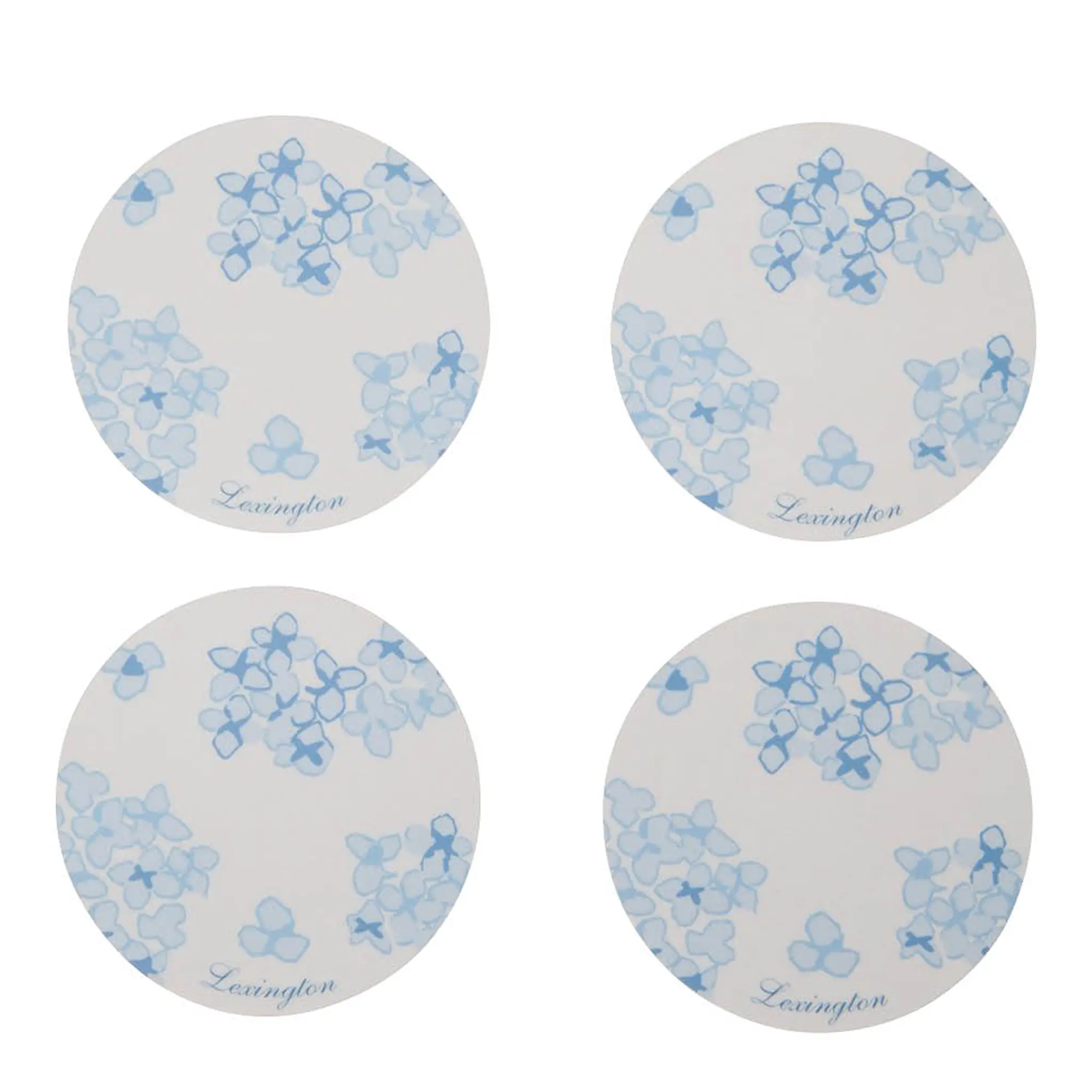 Lexington Glasunderlägg dubbelsidig 9 cm 4-pack vit/blå