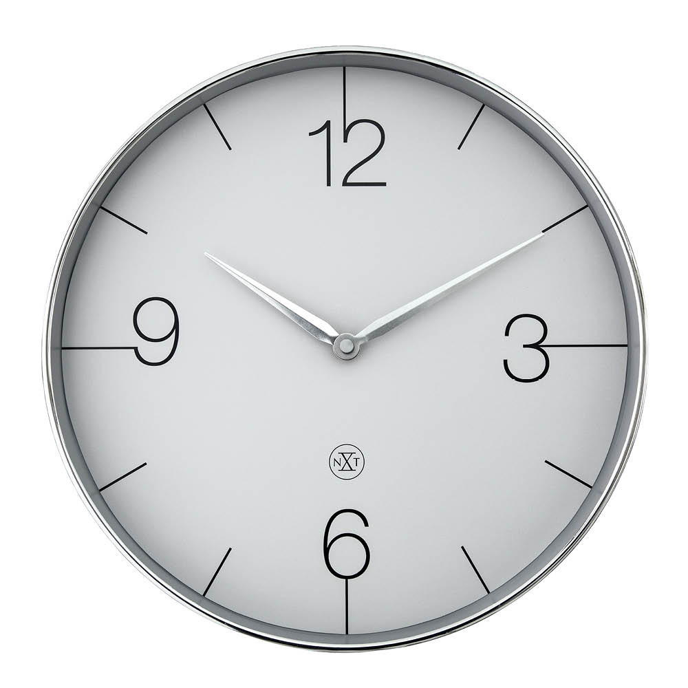 NeXtime Finesse nXt veggklokke 30,5 cm krom/grå