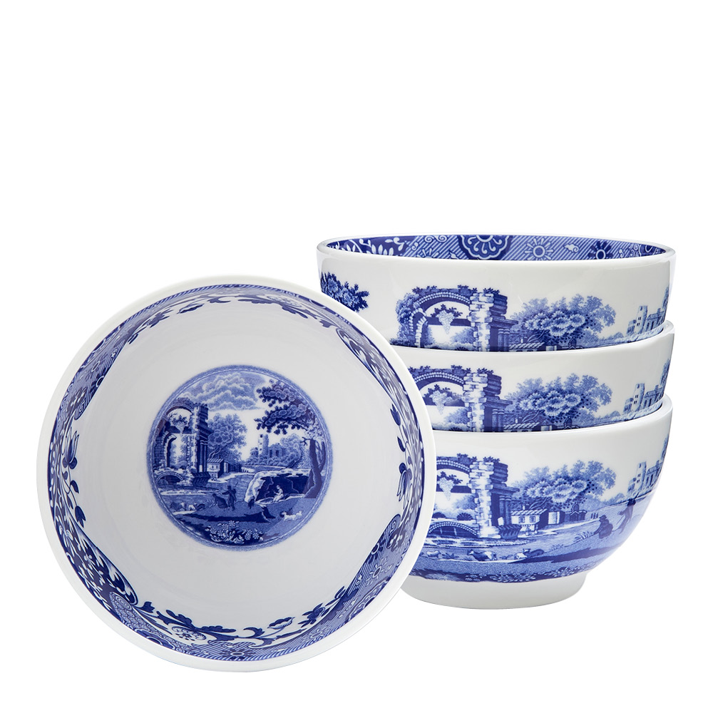 Spode Blue Italian dippskål 10 cm 4 stk blå/hvit