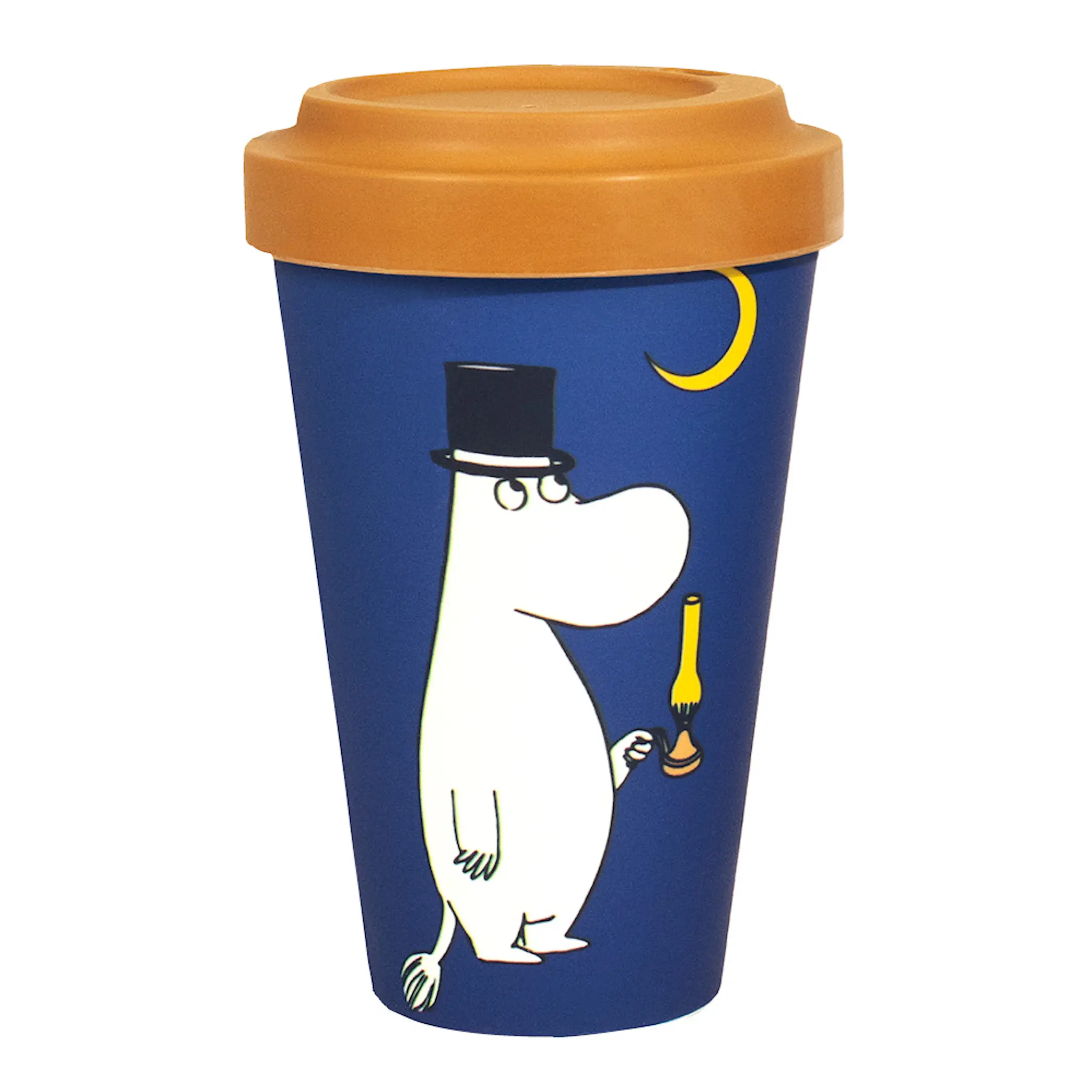 Nordicbuddies Mumin take away mugg 45 cl Mummipappa på en kvällspromenad marinblå