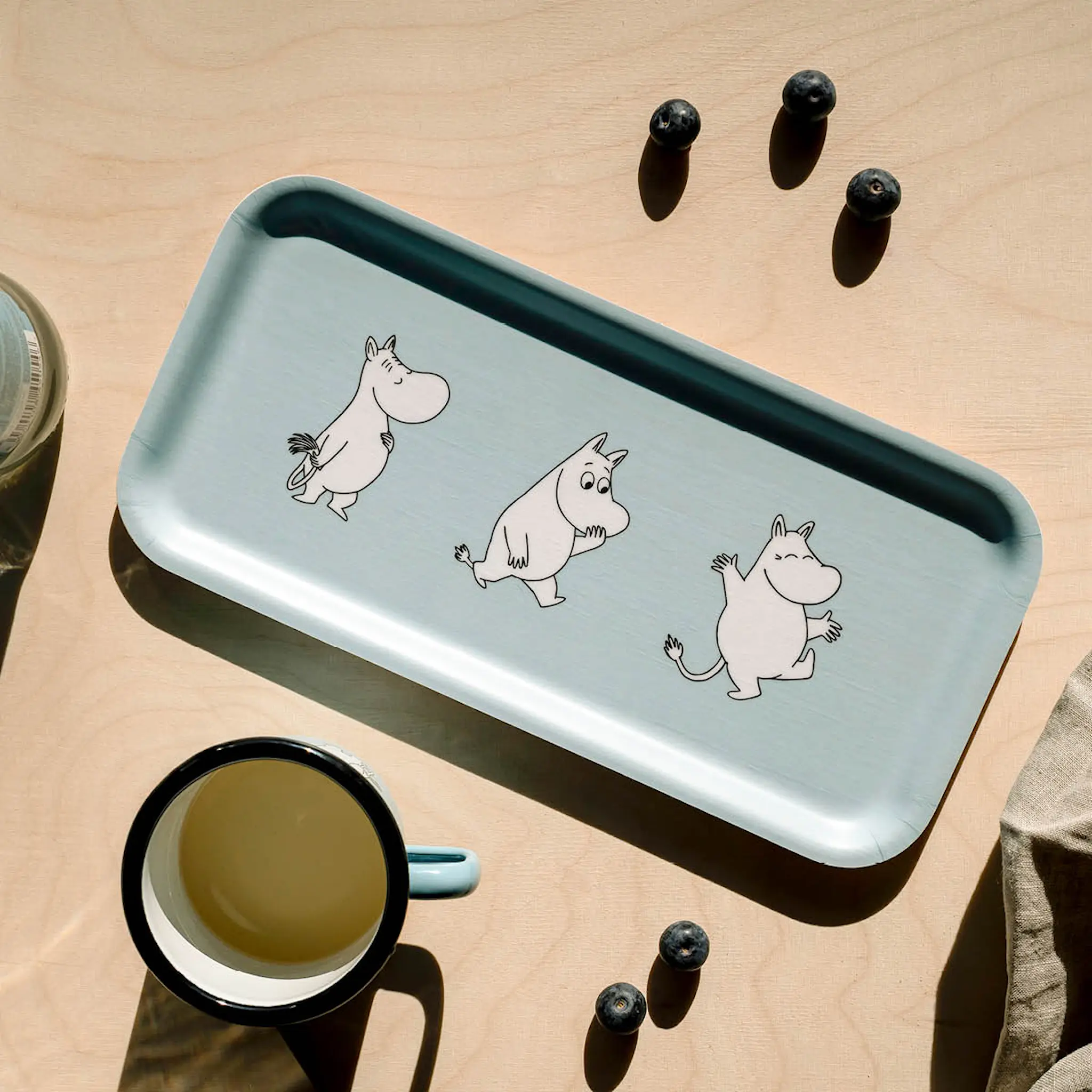 Muurla Mumin bricka 27x13 cm Retro Mumintrollet blå