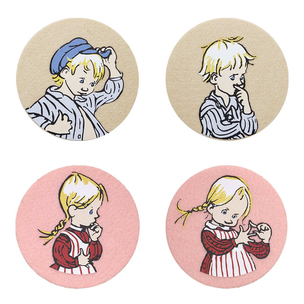 Muurla Emil glasunderlägg Emil & Ida 4-pack beige/rosa