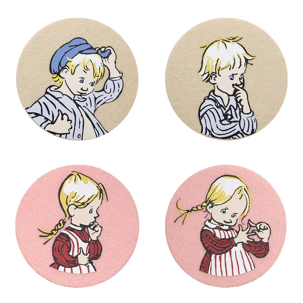 Emil glassbrikke Emil & Ida 4 stk beige/rosa